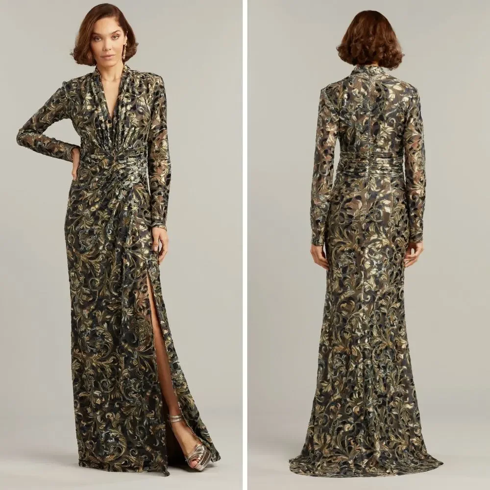 NWT TADASHI SHOJI DRESS GOWN MOTHER OF THE BRIDE FORMAL EVENING BURNOUT VELVET - Picture 2 of 16